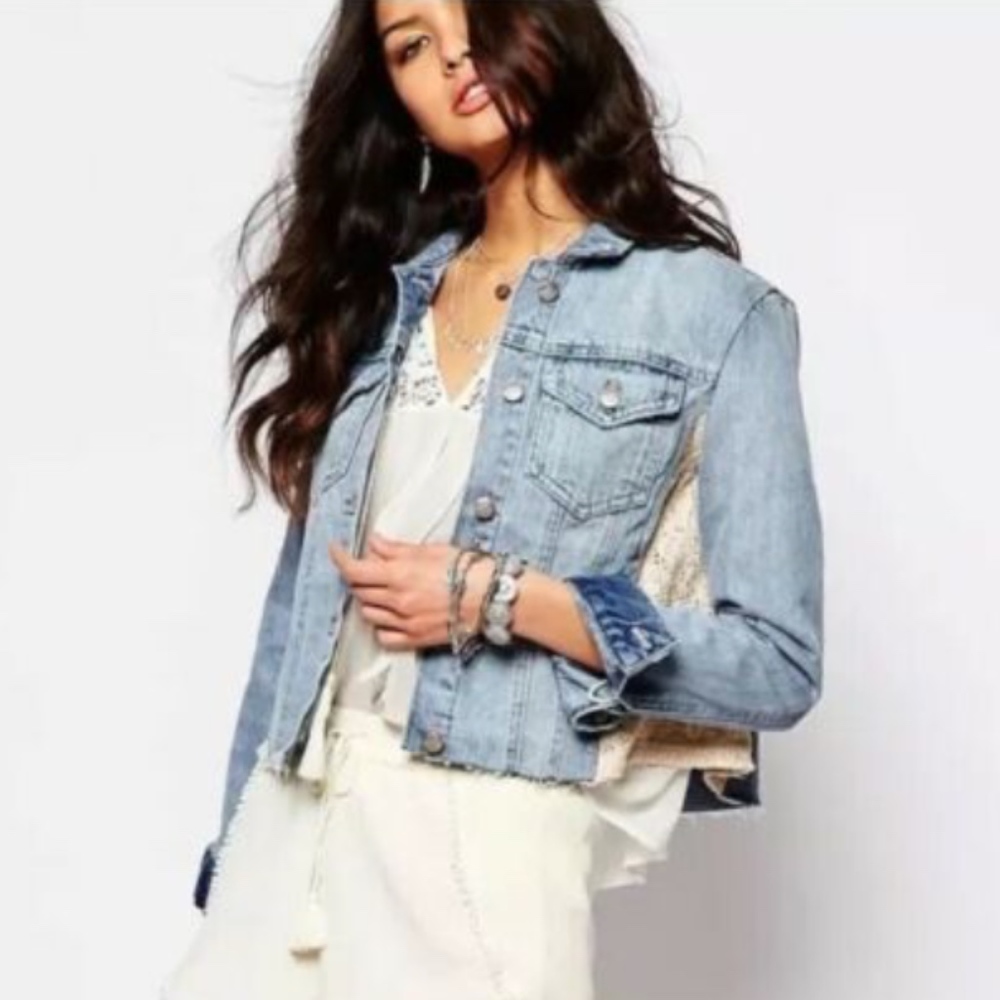 Free People Lace Denim Jacket